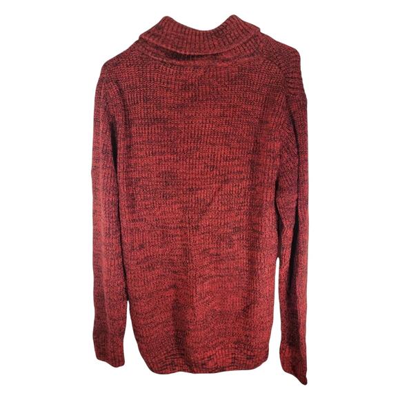 Rue21 Carbon Men’s LARGE Cowl Neck Sweater Red Black Fluffy Pullover Warm‎ - Picture 2 of 10